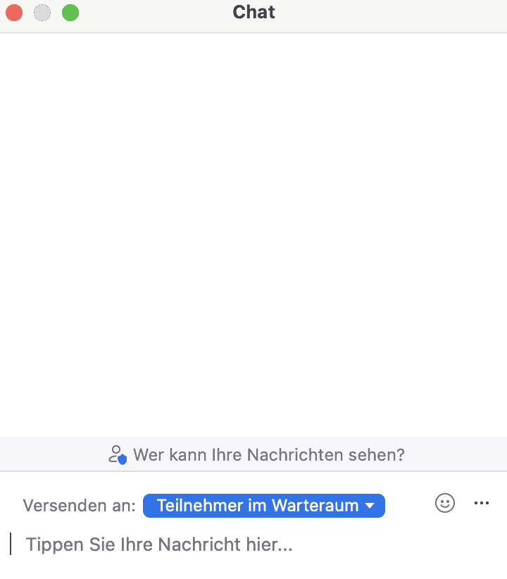 Chat Nachricht an den ZOOM Warteraum senden