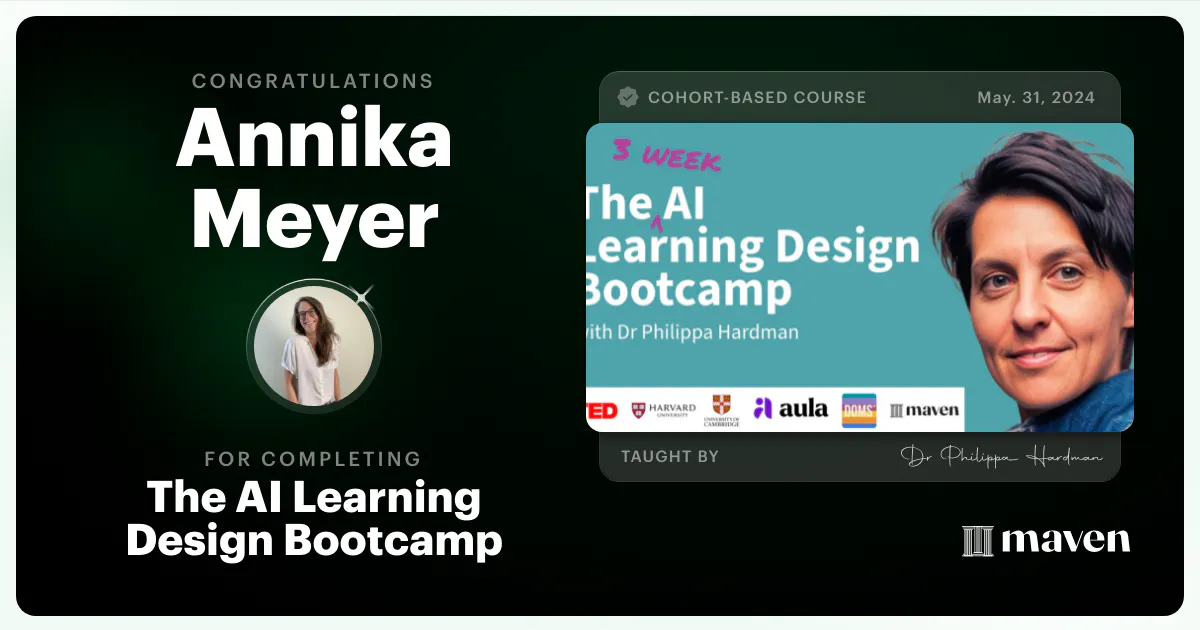 Zertifikat Abschluss Learning Design Bootcamp